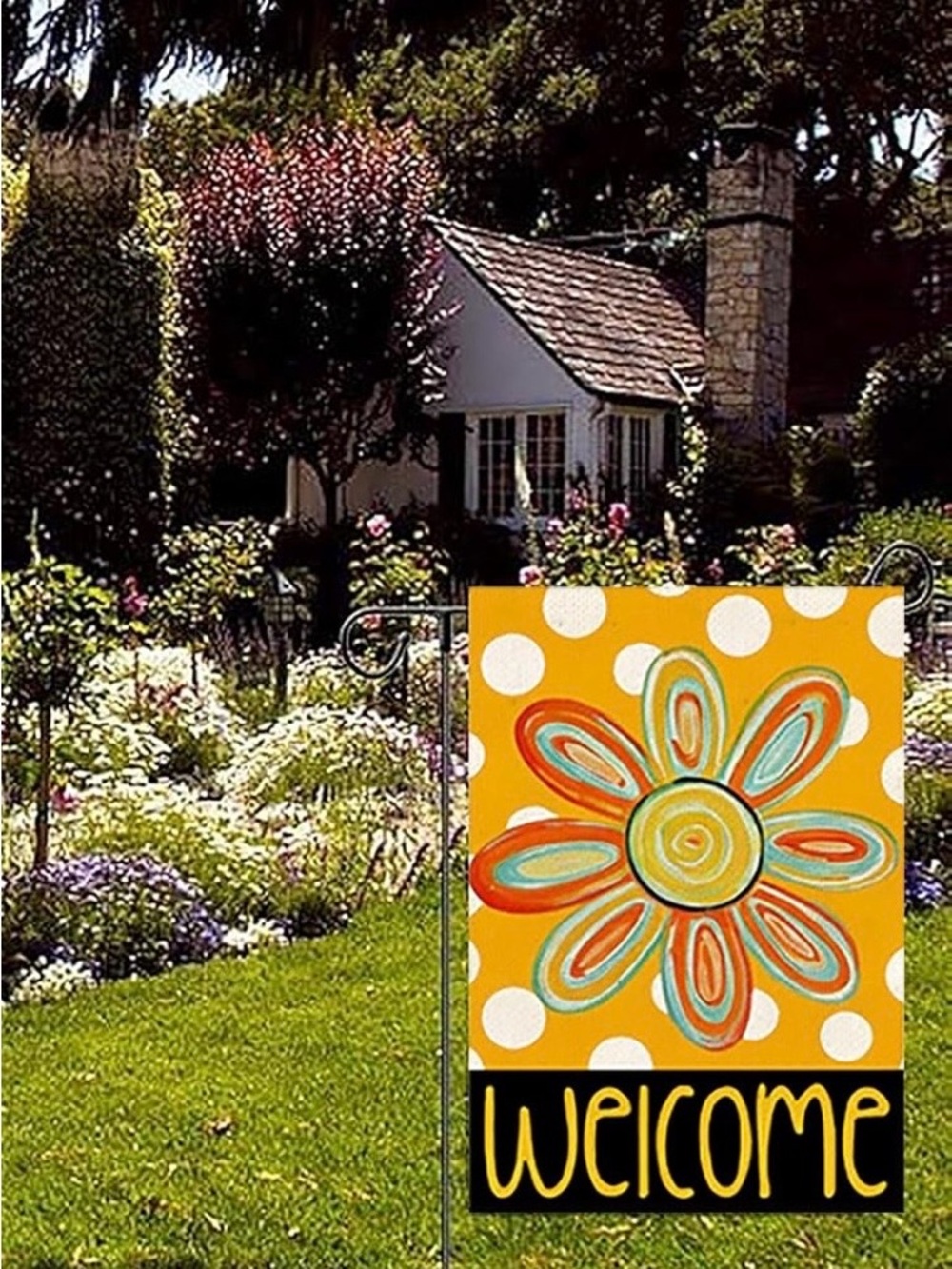 NEW Colorful Yellow Daisy Flower “Welcome” Double Sided Garden Flag - 12”x18